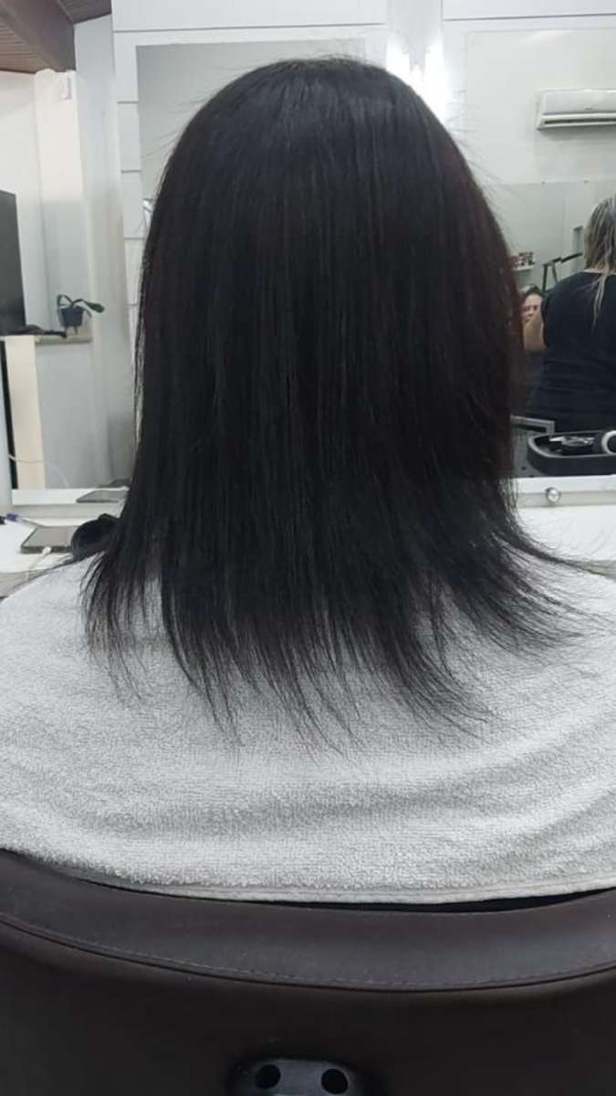 Antes Cabelo Moreno Megahair