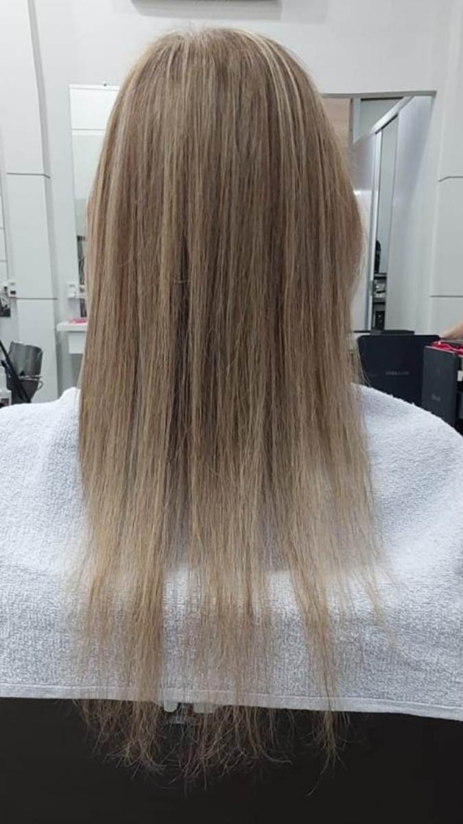 Antes Cabelo Loiro MegaHair